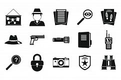 Crime investigator icons set, simple style Product Image 1
