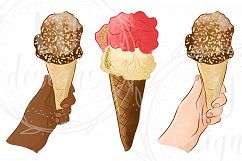Watercolor Ice Cream Clip Art, Watercolor Graphics, Ice Creams Clipart Product Image 3