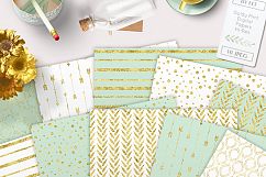 Digital Paper Pack in Gold and Mint - Seamless patterns Product Image 5