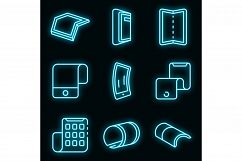 Flexible display icons set vector neon Product Image 1