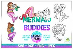 Mermaid Nautical Clipart, SVG, PNG, Watercolor, Sublimation Product Image 1