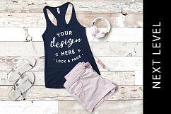 Midnight Navy Tank Top Mockup Next Level 1533 Muscle Top Product Image 1