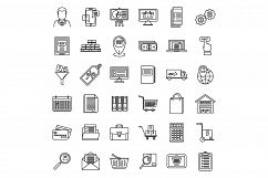 Purchasing manager sell icons set, outline style Product Image 1