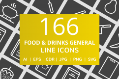 166 Food &amp; Drinks General Line Inverted Icons Product Image 1