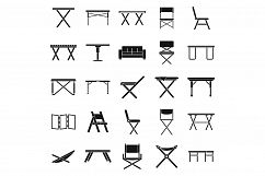 Home folding furniture icons set, simple style Product Image 1