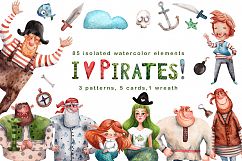 I Love Pirates! - Watercolor Clip Art Set Product Image 1