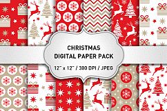 Red Christmas Digital Paper Pack / Backgrounds / Scrapbooking / Patterns / Printables / Card Making Product Image 1