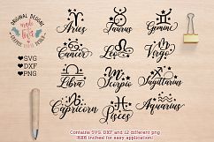 Zodiac Signs Cut Files and Clipart  (SVG, DXF, PNG) Product Image 1