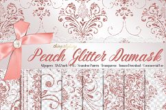 42 Pale Pink Peach Glitter Seamless Damask Ornament Overlays Product Image 1