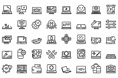 Laptop repair icons set, outline style Product Image 1