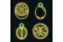 Feijoa icons set vector neon Product Image 1