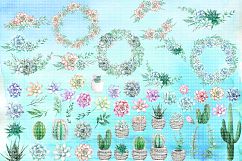 60 Watercolor Succulents and Cactus Bundle Watercolor Flowers  Product Image 2