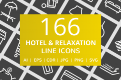 166 Hotel &amp; Relaxation Line Inverted Icons Product Image 1