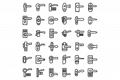 Door handles icons set, outline style Product Image 1