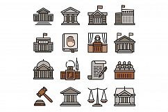 Courthouse icons set, outline style Product Image 1