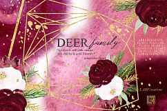 Deer family.Spicy red, orange, purple and gold watercolor Product Image 3