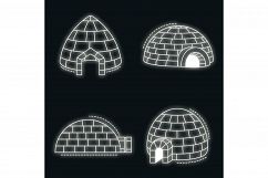 Igloo eskimo icon set vector neon Product Image 1