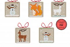 Set 5 Christmas Winter Animals, Counted Cross Stitch Pattern Product Image 7