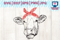 Cow svg, cow clipart, cow face svg, svg files, bandanna, heifer svg, cricut, silhouette, vector, printable, iron on, dxf, png, cow vector Product Image 1