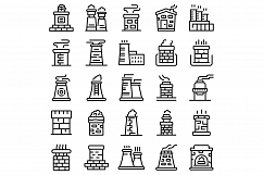 Chimney icons set, outline style Product Image 1