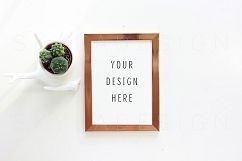 Frame &amp; mug mockup, minimal bronze &amp; cactus Product Image 6