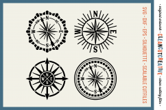 Set of 4 RETRO COMPASSES - SVG DXF EPS PNG - Cricut &amp; Silhouette - clean cutting files Product Image 1