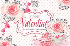 Watercolor Sweet Valentine design Product Image 1