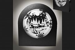 Snow Globe Winter Village shadow box card Product Image 1