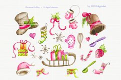 watercolor christmas clipart holiday Product Image 2