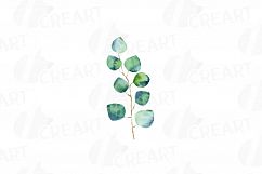 Watercolor Pink and Blue Roses and leafs clip art pack, png Product Image 14