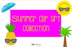 Summer clip art collection. 30 elements. Kawaii style. Product Image 1