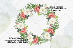Watercolor Floral Wreath Clip Art - Shantal Product Image 3