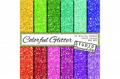 Colorful Glitter Digital Paper - Chunky Glitter Papers Product Image 1