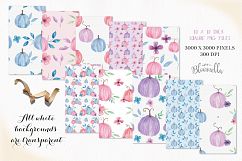 Pumpkin Pink Blue Seamless Patterns Digital Papers Fall Product Image 4