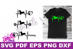 Svg dachshund heartbeat dog print printable or cut file svg bundle dxf eps pdf png files cricut silhouette dachshund gift for dog lover dachshund Product Image 1