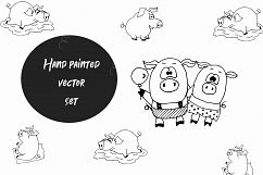 Pigs. Cute vector Stickers &amp; Patterns Christmas graphic Pigs Product Image 4
