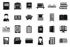 Library book icons set, simple style Product Image 1