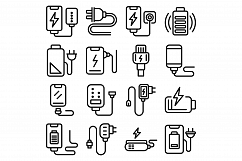 Charger icons set, outline style Product Image 1