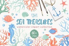 Sea inhabitants clipart collection Product Image 1