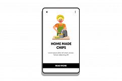 Home Made Chips Cooking Girl In Frying Tool Vector Product Image 1