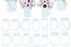 Lilac Mason Jar Floral Light Purple Wedding Clipart Product Image 5