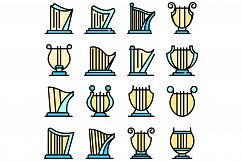 Harp icons set vector flat Product Image 1