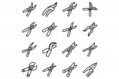 Secateurs icons set, outline style Product Image 1