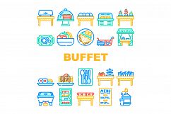 Buffet Food And Drinks Collection Icons Set Vector Product Image 1