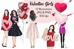 Valentine girls fashion clipart Product Image 1