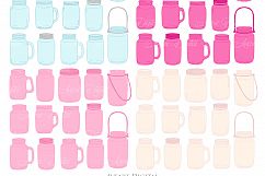 Hot Pink Mason Jar Floral Wedding Clipart Product Image 4