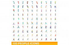 100 people icons set, cartoon style Product Image 1