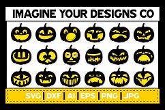 Glowing Jack-o-Lantern / Pumpkin Face SVG Cut File Bundle Product Image 2