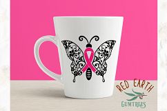 Butterfly Cancer ribbon in SVG, DXF, PNG, EPS, PDF format Product Image 2