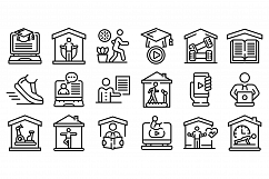 Home training icons set, outline style Product Image 1